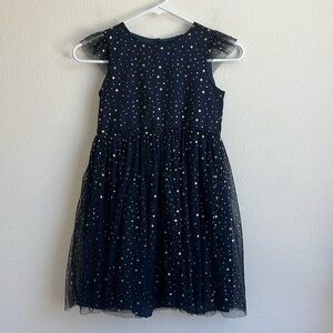 Girls Navy Blue Glitter Star Dress Size 9-10